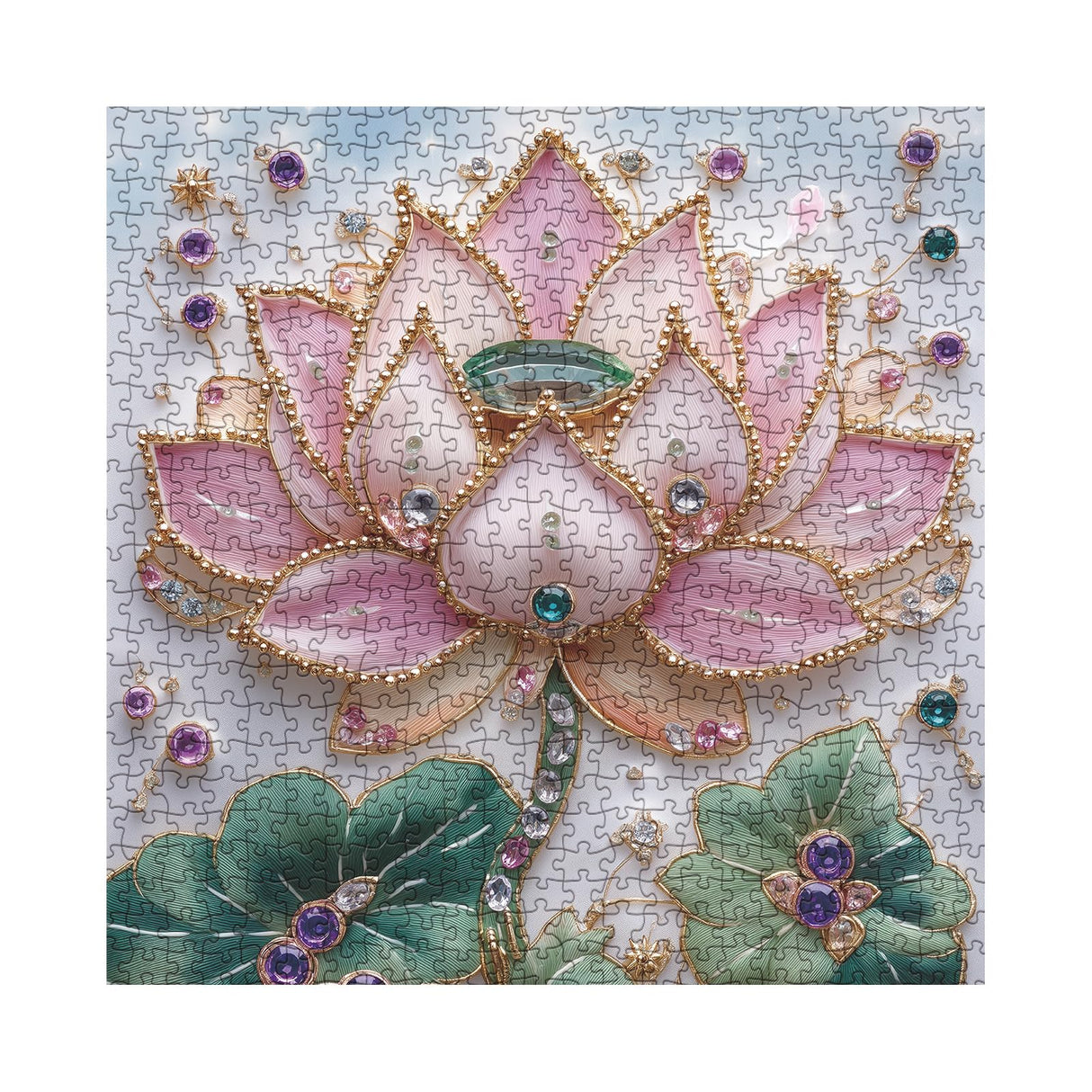 3D Pretty Crystal Lotus Flower Puzzles for Adults 1000 Pieces, Beautiful Plant Art Diamond Floral Puzzle, Challenging Wildflower Pages Aesthetic Pink Embroidery Jigsaw Puzzles Larkipuzz