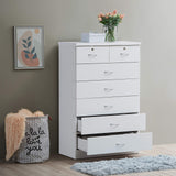 HODEDAH 7 Drawer Wood Dresser for Bedroom, 31.5 inch Wide Chest of Drawers, with 2 Locks on the Top Drawers, Storage Organization Unit for Clothing, White Hodedah