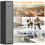 71'' Metal Locker with Keys for School,Gym,3 Tier Steel Office Storage Locker with Hook,Tall Cabinet for Employees (Black＆Gray, 1-Door) Firstsky