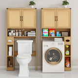 Over The Toilet Storage Cabinet, Farmhouse Rattan Storage Cabinet Over Toilet with 2 Rattan Barn Doors & Home Space-Saving Toilet Rack, for Bathroom, Restroom, Laundry Vabches