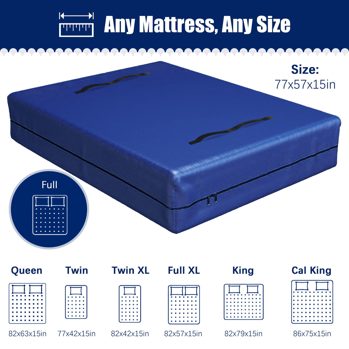 Cosy Family Mattress Bags for Moving with 8 Handles - 170GSM Extra-Thick Mattress Bag for Moving Supplies - Reusable Mattress Cover Protector Storage with Zipper, Blue, Full Cosy Family