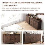 GlouMod Farmhouse Dresser for Bedroom, 60" Long Dresser with 4 Drawers & Sliding Barn Door, Wide Wood Dresser, Tall TV Stand for Living Room, Buffet Cabinet with Storage Chest, Brown GlouMod