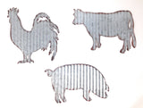 HL Cow Pig Rooster Galvanized Metal Farmhouse Wall Art Set HL