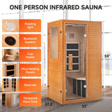 Real Relax Far Infrared Sauna Room 1 Person, Compact Hemlock Wooden Indoor Home Sauna Room with 950W 6pcs Low EMF Heating Plates Real Relax