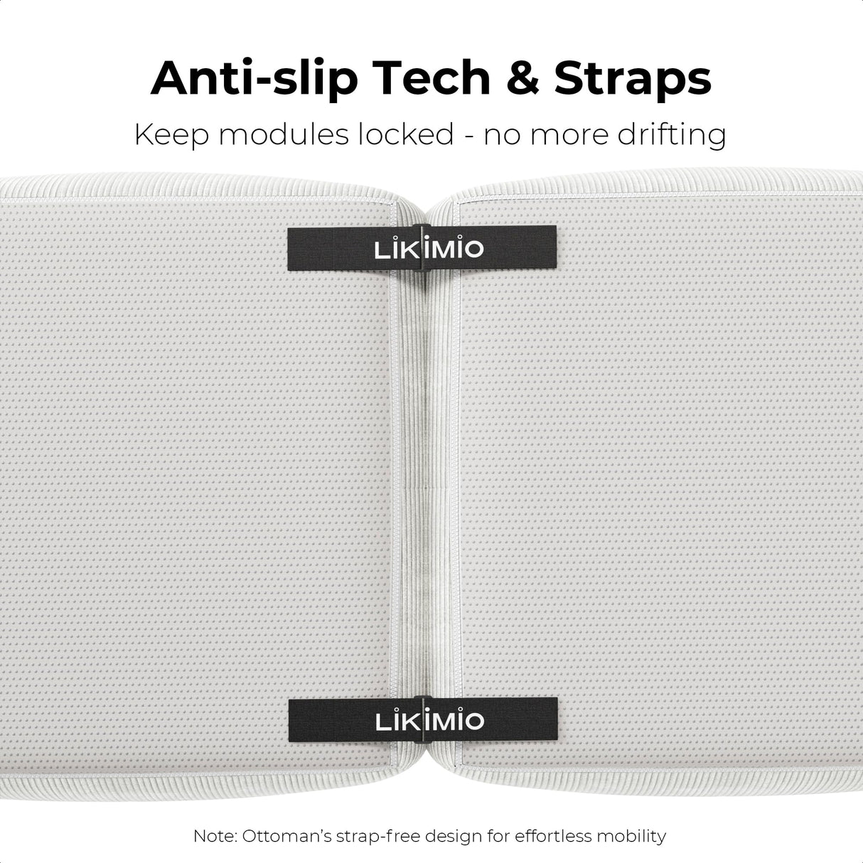 LIKIMIO 118" Modern L-Shaped Modular Sectional Sofa for Living Room, Corduroy Upholstery Beige, Oversized 3-Seater Couch with Deep Seat and Movable Ottoman – No Assembly LIKIMIO