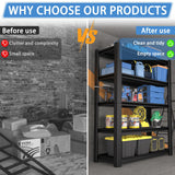 Nexvrtau 5-Tier Heavy Duty Garage Shelving Unit, 3000 LBS Capacity Metal Storage Rack 72" H x 48" W x 20" D, Adjustable Steel Shelves for Garage, Warehouse, Basement, Pantry, Workshop.1 Pack Nexvrtau