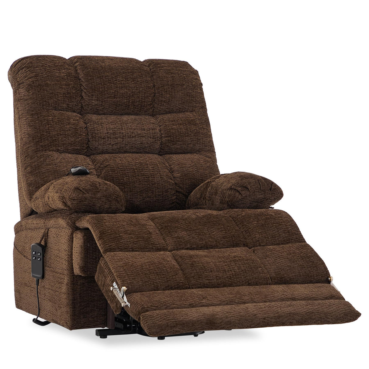 DYNOX 400 LBS Big & Tall Power Lift Recliner Chair for Elderly, Oversized Lay Flat Chair with Extended Footrest, Heat & Massage(9205L,Chenille,Brown) DYNOX