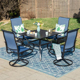 MFSTUDIO Patio Table and Chairs Set of 4, Outdoor Dining Set with Metal Table and Swivel Chairs, 5 Piece Patio Furniture Set for Deck/Backyard/Poolside/Garden MFSTUDIO