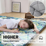 Zelladorra Japanese Floor Mattress Futon Mattress Twin, Anti Slip Floor Futon Mattress Sleeping Mat Foldable Floor Mattress for Camping and Guest, Boho Green Checkered Zelladorra