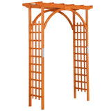 Topeakmart Wood Arbor Arch Trellis Climbing Plant Wedding Garden Patio Bridal Party Decoration Arbor Wood & Iron Outdoor Square Top 63 x 24 x 85in Natural Wood Topeakmart