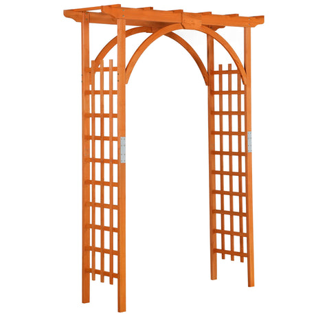Topeakmart Wood Arbor Arch Trellis Climbing Plant Wedding Garden Patio Bridal Party Decoration Arbor Wood & Iron Outdoor Square Top 63 x 24 x 85in Natural Wood Topeakmart