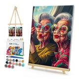 HeeBenor Framed Paint by Numbers Kit for Adults, Fashion Grandma Paint by Numbers Kit for Adults with Easel, DIY Acrylic Paint by Number with Frame, Adult Paint by Number Kits Framed Canvas 8x12 Inch HeeBenor