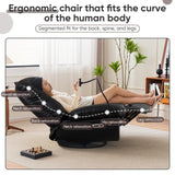 Oversized Electric Recliner Chair, 360 Swivel Rocking Glider Rocker for Adults Modern Ergonomic Lounge for Living Room Phone Stand& Smart Control Theater Seating (Black, Silicone Leather) Deolme