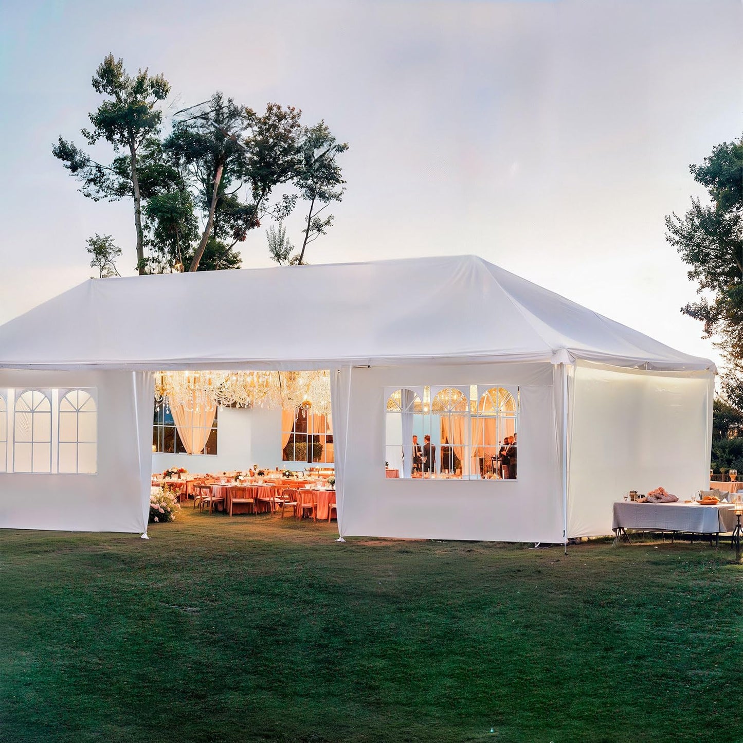 Outdoor Party Canopy Tent, 10’ x 30’ Wedding Canopy Tent with 8 Removable Sidewalls, Camping Sun Shelter, Heavy-Duty Waterproof Event Tent with Ropes & Stakes for Birthday, Celebration & Holidays