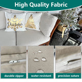 TECOSARA Outdoor Cushion Covers Replacement 14 Pcs Patio Cushion Covers fit for 7Pieces 6-Seater Wicker Rattan Sectional Couch Sofa Outdoor Cushion Slipcovers Set Seat and Back Cover Only, Beige TECOSARA