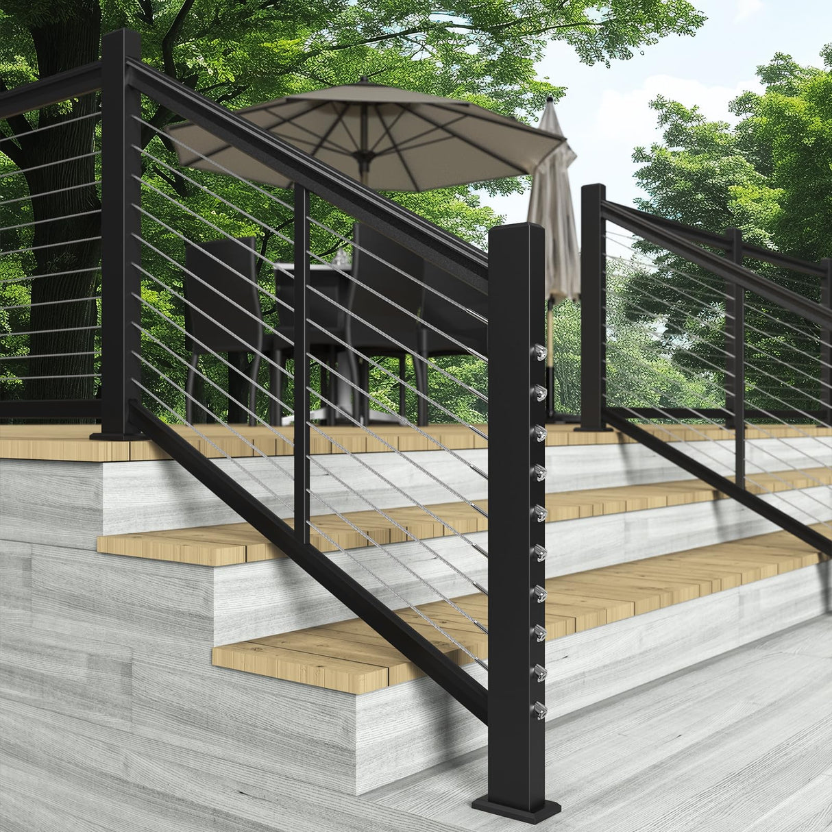 BLIKA 40 Pack Invisible Cable Railing Kit, T316 Stainless Steel 1/8" Invisible Receiver and Swage Stud End for Cable Railing, Swage Tensioner 1/8" for Wood/Metal Post, Cable Railing Hardware BLIKA