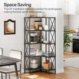 HOOBRO Corner Bookshelf, 5-Tier L-Shaped Bookcase, Industrial Open Display Shelf Tall Storage Organizer, Vertical Storage Rack, for Living Room, Home Office, Black BB60SJ01 HOOBRO