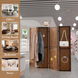 Leesinwing 4 Panel Room Dividers and Folding Privacy Screens, 5.6Ft Wooden Pegboard Display, Privacy Dividers for Bedroom, Portable Dispxlay Board Organizer for Store, Jewelry Display, Dark Brown Leesinwing
