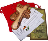Holy Land Imports 2 Olive Wood Holding Crosses Comes with Velvet Bag & Certificate Holy Land Imports
