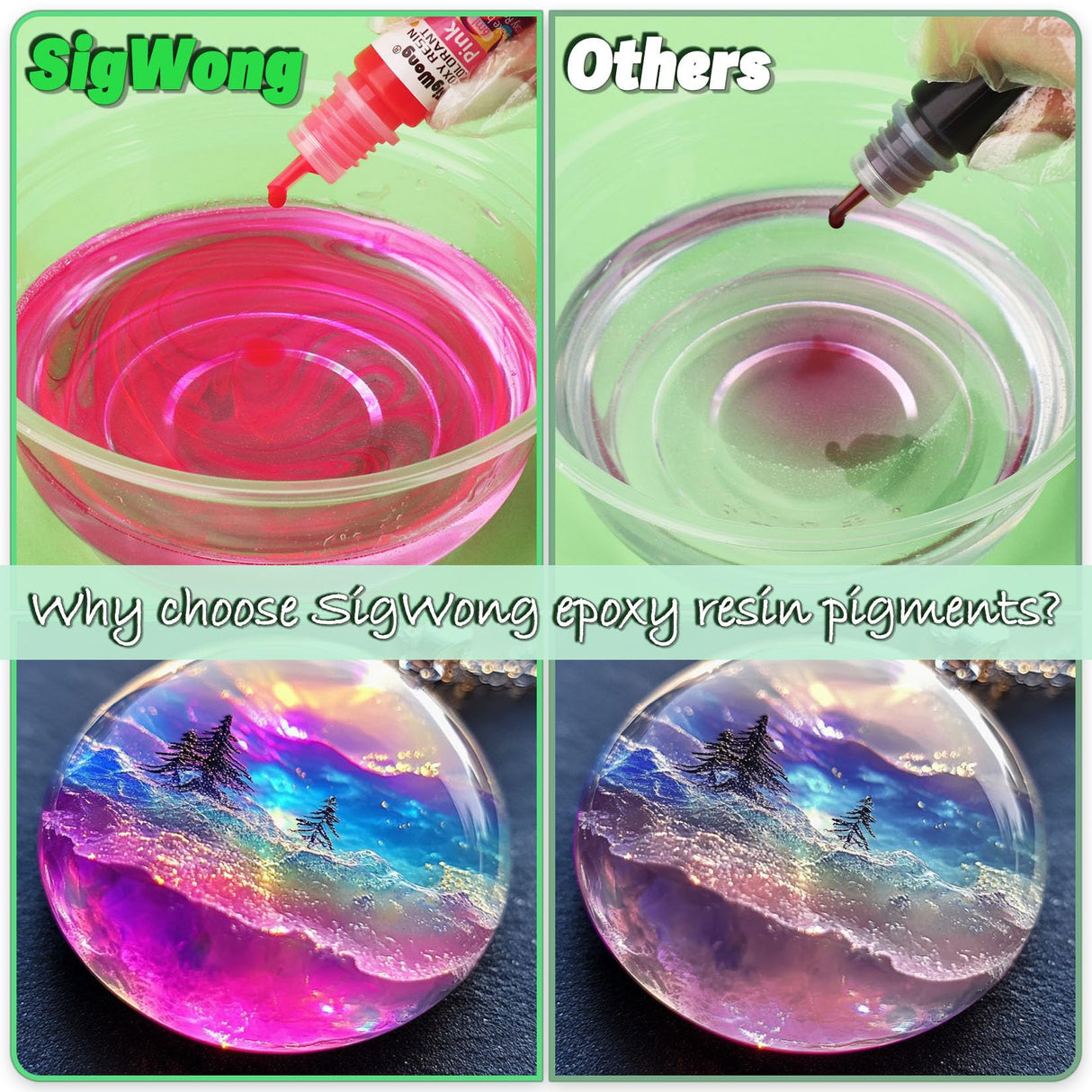 Epoxy Resin Color Pigment – 24 Colors Liquid Epoxy Dye Set with 6 Glitters, Highly Concentrated, Non-Toxic Resin Pigment for Art, Jewelry Making & Crafts – Each 6ml/ 0.25 oz SigWong