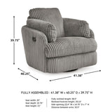 Signature Design by Ashley Tie-Breaker Casual Manual Press-Back Swivel Glider Rocker Recliner with 2 Bolster Pillows and Hidden Storage, Light Gray Signature Design by Ashley