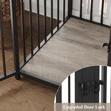 HITHOS 71" Tall Dog Crate Furniture, Indoor Dog Kennel with Hutch, 42" W Dog Cage for Large/Medium Dogs, Wood Dog Crates with 2 Storage Drawers, Heavy Duty Pet House, Ash Grey HITHOS