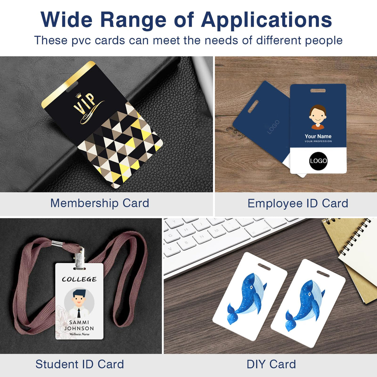 20 Pack Premium Blank PVC Cards with Slot Punch on Short Side - Vertical Slot Punch Blank ID Cards- CAETOUNG CR80 30 Mil Graphic Quality White Plastic Cards for Photo ID Badge Printers CAETOUNG