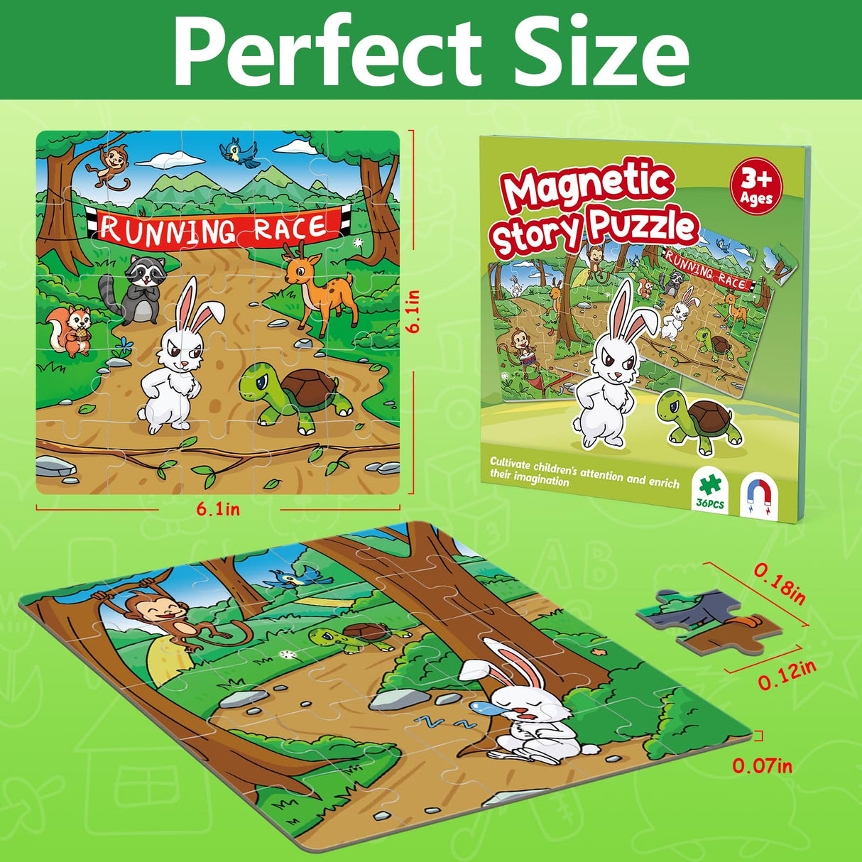 Quilinz Jigsaw Puzzles,Magnetic Animal Puzzles for Toddlers Age 4-6,Sequence Cards for Kids 3-5,Story Telling Cards,Airplane Car Road Trip Activities,Toddler Travel Activities,Preschool Learning Toys Quilinz