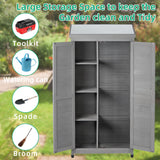 Outdoor Wood Storage Cabinet Metal Top Ample 68" Height Garden Shed for Yard & Patio Spaces Sturdy Storage Solution Yuan & Chuang