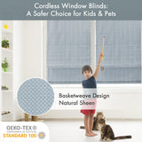 Madison Park Galen Cordless Roman Shades - Fabric Privacy Single Panel Darkening, Energy Efficient, Thermal Insulated Window Blind Treatment, for Bedroom, Living Room Decor, 31" x 64", Blue Madison Park