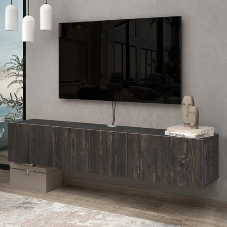 Atelier Mobili Black Floating TV Stand, TV Stand 65 Inch, Floating Entertainment Center for 80 inch TV, Black TV Cabinet, Floating TV Shelf Under TV, Media Console ATELIER MOBILI THE LEADER OF THE INTERCHANGEABLE FURNITURE