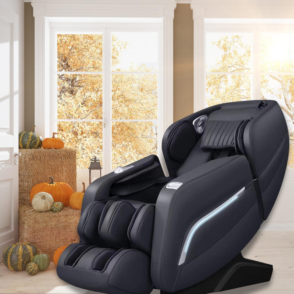 iRest A306 Massage Chair, Full Body Zero Gravity Recliner with AI Voice Control, 53.15" SL Track, Bluetooth, 12 Modes, Yoga Stretching, Foot Rollers, Airbags Massage, Heating (Black) iRest