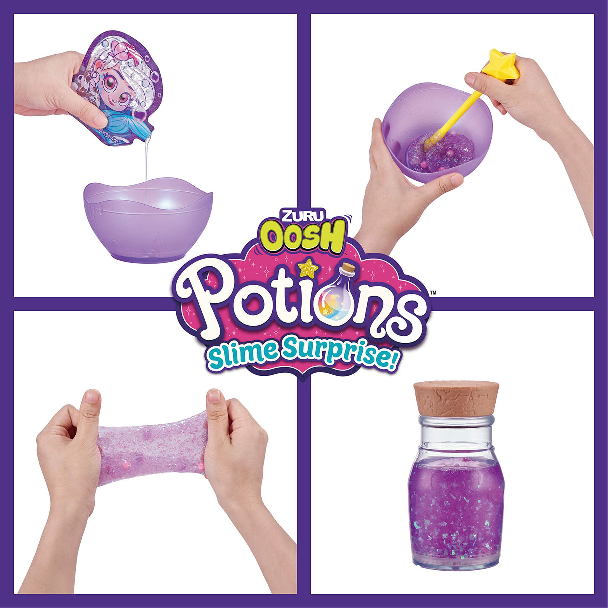 Oosh Potions Slime Surprise (Purple) by ZURU DIY Slime Kit with Sparkles, Beads, Glittler, Stress Relief, Party Favors, Magical Fluffy Putty Slime for Kids and Girls Ages 6+ ZURU Oosh