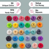 CRAFTISS 30x0.7Oz Acrylic Yarn Mini Skeins - 1300 Yards of Soft Yarn for Crocheting and Knitting Craft Project, Assorted Starter Crochet Bulk Kit for Adults and Kids CRAFTISS