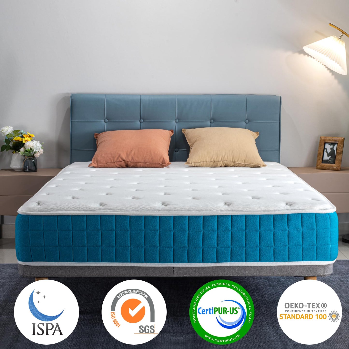 Planet Sleepings 10 Inch California King Hybrid Mattress Bed in a Box, Medium Firm Gel Memory Foam Mattress with Individually Wrapped Pocket Coils Innerspring for Motion Isolation