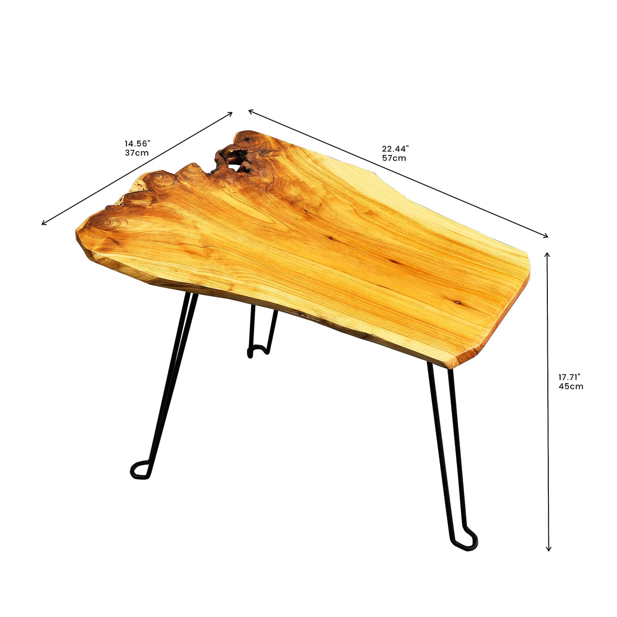 [PJ Collection] Live Edge Coffee Table, Small Coffee Table, Foldable Lightweight Side Table, Natural Wood Coffee Table, Live Edge Table, Handcrafted, No Assembly Needed PJCOLL