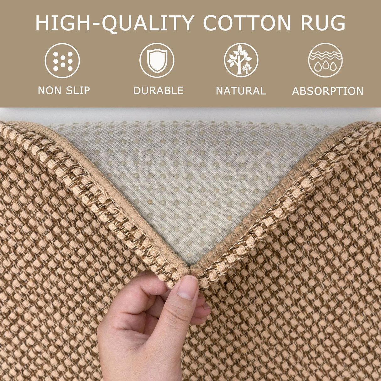 KOZYFLY Boho Runners for Hallways 2x6 ft Washable Hall Carpet Runner Rubber Backed Kitchen Rug Non Slip Woven Cotton Entryway Runner Rugs Floor Runners for Indoor Hallway Bedroom, Tan/Orange/Brown KOZYFLY