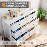GarveeHome White Dresser for Bedroom, 6 Chest of Drawer Dresser for 48 inch TV, Modern Wood Organizer TV Stand for Living Room, Closet Storage, Entryway, Hallway GarveeHome