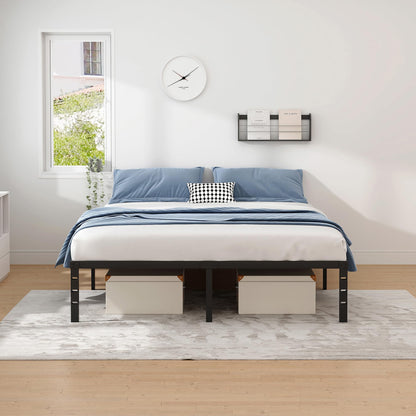 NEW JETO Sturdy Black Metal Queen Bed Frame with Spacious Under-Bed Storage - WoodArtSupply