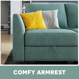 HONBAY Reversible Sectional Sofa with Ottomans & Chaises Modular Sofa U Shaped Couch with Storage Seats, Aqua Blue HONBAY