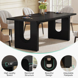 Tribesigns Modern Dining Table for 6 to 8 People, 71" Large Kitchen Dining Table with Wood Pedestal Base, Rectangular Long Dinner Table for Kitchen, Dining Room, Living Room, Black Tribesigns