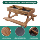 Boulphia Chicken Feeders and Waterers, Chicken Feeder No Waste Kit with Chicken Picnic Table and 2 Chicken Water Feeder, Handmade Wooden Chicken Supplies & Accessories for Chicken Coop Boulphia