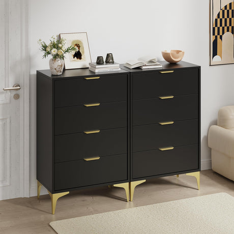 LOUVIXA Dresser for Bedroom with 4 Drawers, Wood Chest of Drawers, Dresser Storage Cabinet, 4 Drawer Dressers for Bedroom, Living Room, Entryway, Cloakroom (Black) LOUVIXA