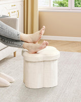 B FSOBEIIALEO Storage Ottoman Cube, Flowers Shaped Ottomans with Storage Foot Stool Footrest for Lving Room, Boucle Ottoman Seat for Dorm Room,Faux Teddy Fur, Cream White 12.6"x12.6"x12.6" B FSOBEIIALEO