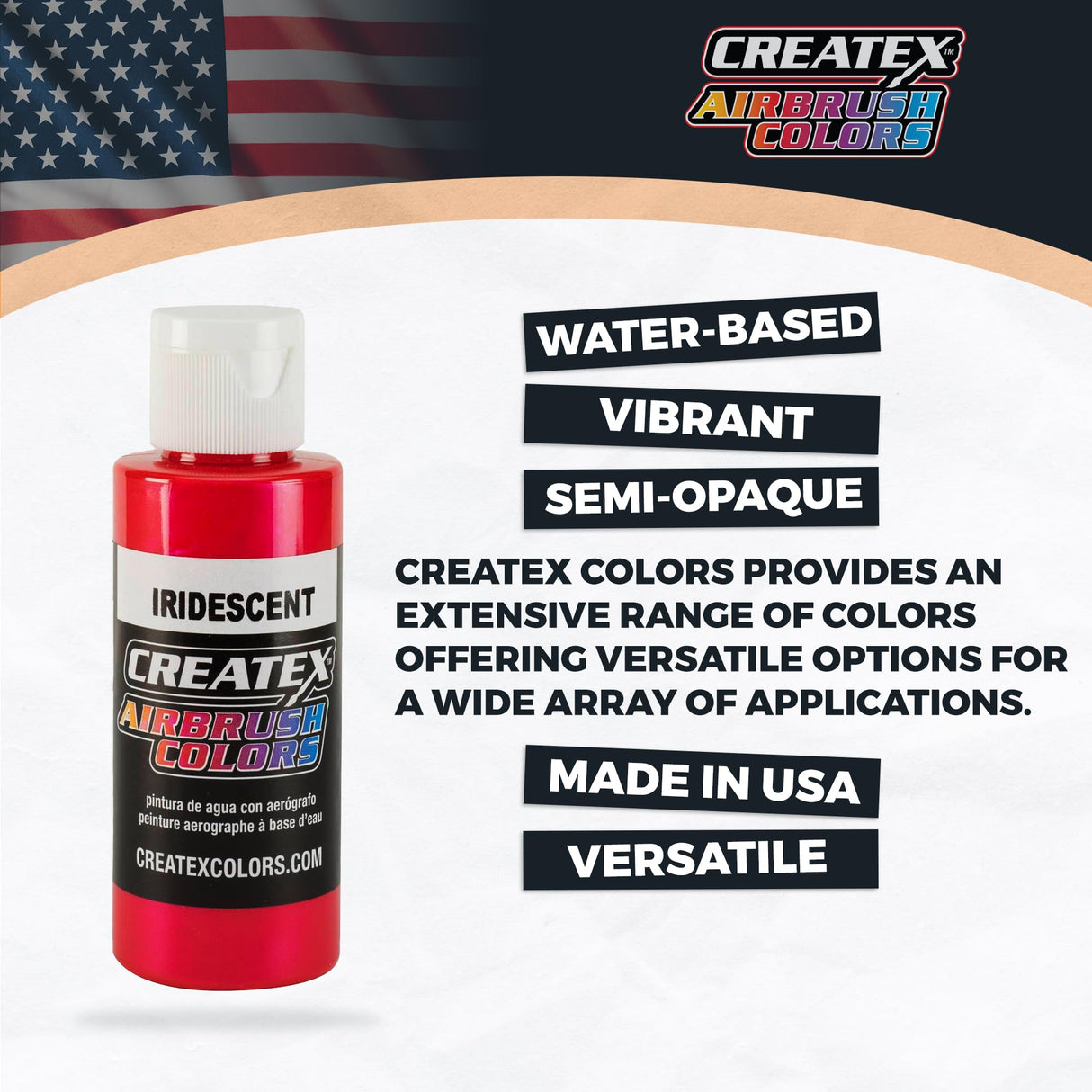 Createx Iridescent 8 Airbrush Paint Colors Set 2 Oz Bottles Createx