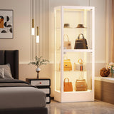 Desirable Life Glass Display Cabinet with 13-Color Light, 63" 4-Tier Curio Cabinet with 2 Glass Doors & Lock, Lighted Display Case with Adjustable Shelves for Collectibles Figures Trophy (White) Desirable Life