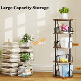 Arbcoler 4 Tier Rotating Bookshelf, 360 ° Display Corner Book Shelf, Stackable Spinning Bookshelf Tower, Narrow Tall Revolving Bookcase, Round Swivel Storage Organizer (Black, 4 Tiers) Arbcoler