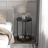 Round Side Table Set of 2,16in Rustic Wooden End Table Surface Top & Sturdy Metal Legs Nightstand for Living Room Bedroom Farmhouse Sofa Table with NSdirect