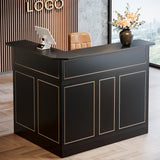Tribesigns Reception Desk with Storage Shelves, L-Shaped Modern Front Desk, Reception Counter Table for Small Office, Salon, Checkout Office, Black Tribesigns