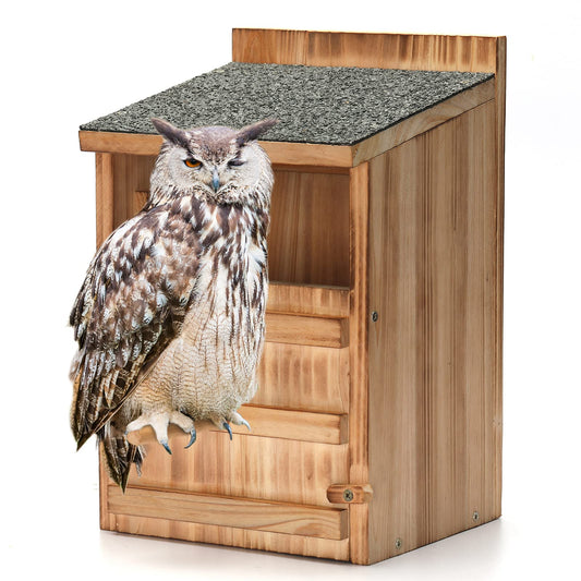 Owl House Wooden Building Kit for Adults Prebuilt Owl Box for Outside Premium Wooden Bird House Kit with Owl Box Cedar Shavings&Screws Included Owl Nesting Box,Barn Owl,Screech Owl Houses